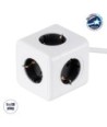 GloboStar® TRAVEL PowerCube PRO Certified 79644 Πολύπριζο 5 Θέσεων με 1.5m Kαλώδιο - 5 Πρίζες Ασφαλείας Childproof EU Schuko AC 220-240V Μ7.5 x Π7.5 x Υ7.5 - Λευκό με Γκρι - Max Load 3680W-16A